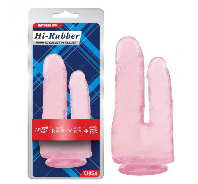Фаллоимитатор двойной Chisa Hi-Rubber 7.9 на присоске, розовый