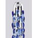 Фаллоимитатор стеклянный с рельефом Diamond Dazzler прозрачный с голубым, 18 см х 3.5 см