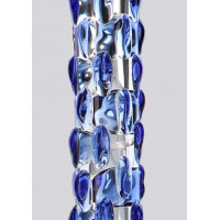 Фаллоимитатор стеклянный с рельефом Diamond Dazzler прозрачный с голубым, 18 см х 3.5 см