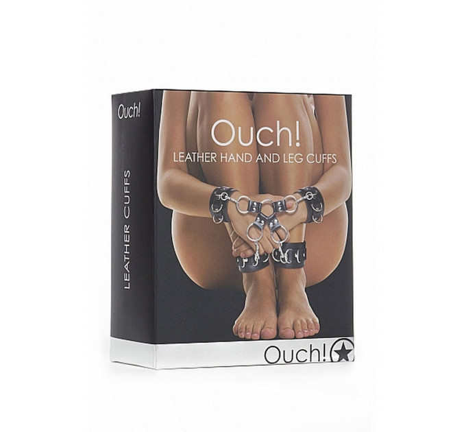Фиксаторы Leather Hand And Legcuffs - Black