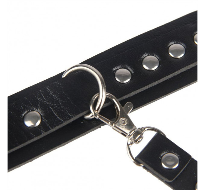 Гартеры с наручниками Star Night Sexy Bondage из экокожи, черные, One Size