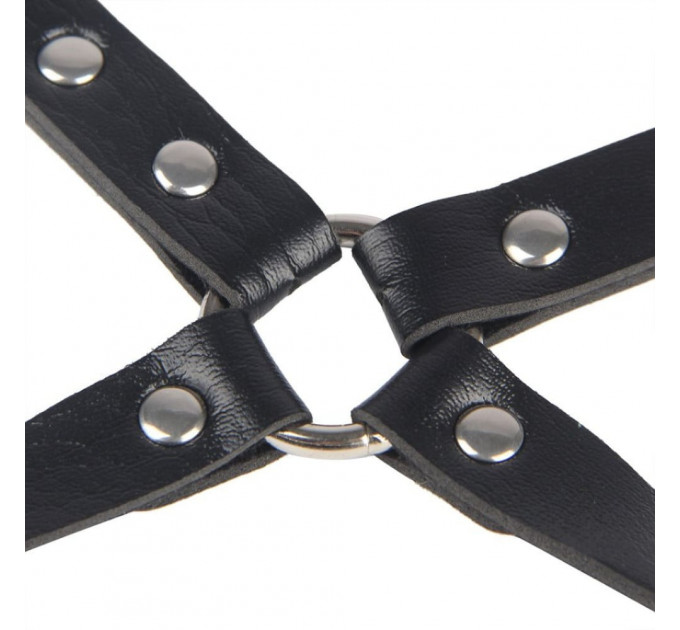 Гартеры с наручниками Star Night Sexy Bondage из экокожи, черные, One Size