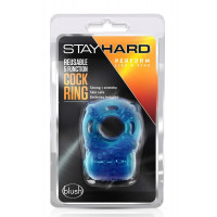 Кільце ерекційне з вібрацією Stay Hard, синє, 3.8 см