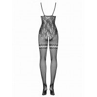 Комбінезон із квітковим мотивом Obsessive F213 та відкритим доступом, чорний, XL/XXL чорний