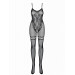 Комбинезон с цветочным мотивом Obsessive F213 и открытым доступом, черный, XL/XXL