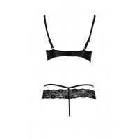 Комплект білизни з латексу Passion NORTH SET з мереживним оздобленням, чорний, S/M
