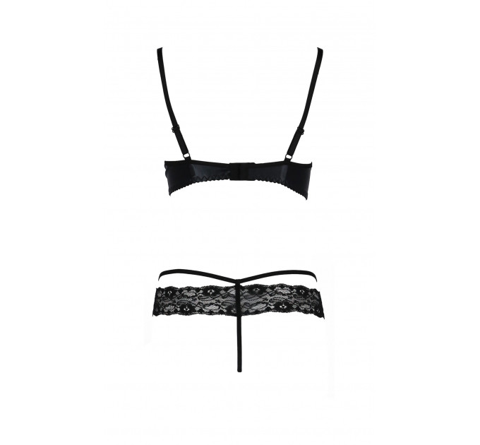 Комплект белья из латекса Passion NORTH SET с кружевной отделкой, черный, S/M