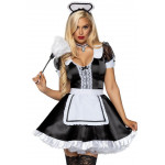 Костюм горничной FRENCH MAID Leg Avenue, 3 предмета, черно-белый M
