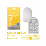 Мини мастурбатор нереалистичный Tenga Pocket Spark Beads, с рельефом, белый