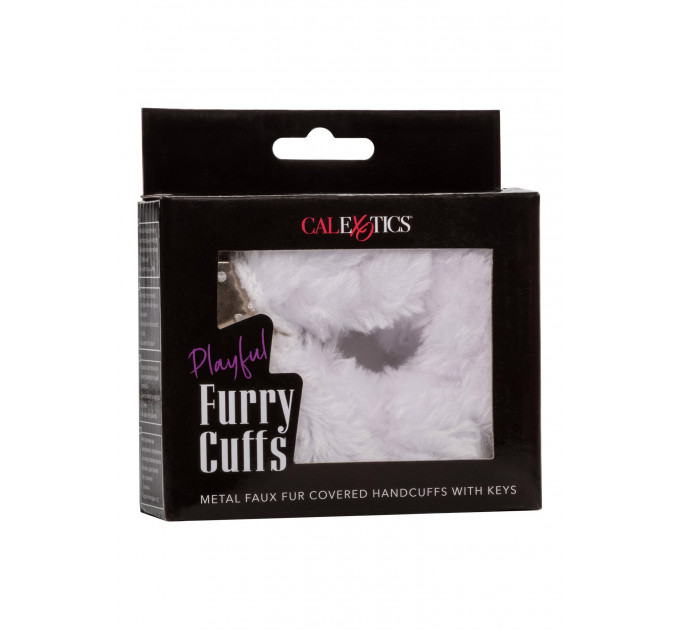 Наручники металлические с пушком CalExotics Playful Furry Cuffs, белые