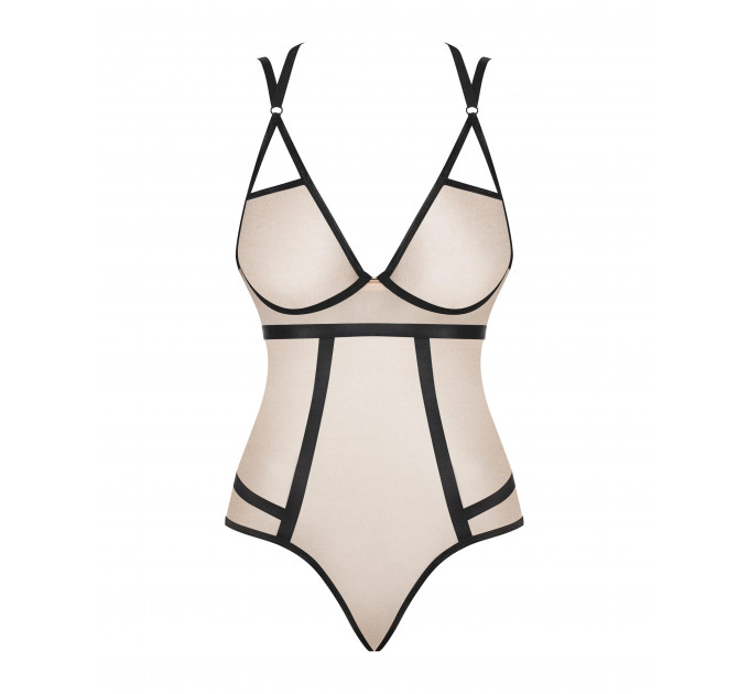 Боди с контрастными полосами Obsessive Nudelia teddy S/M
