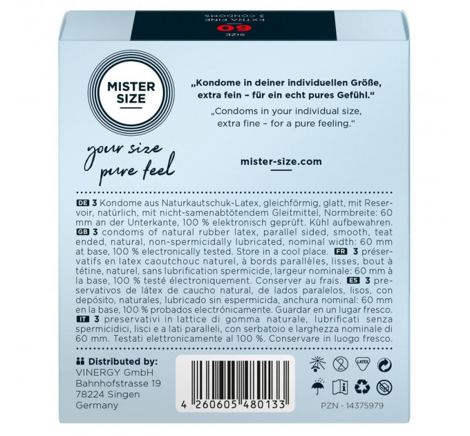 Презервативы Mister Size 60mm pack of 3