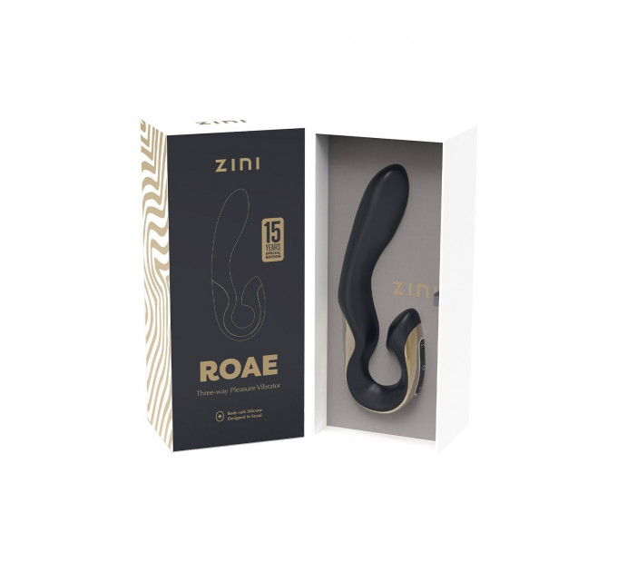 Вибратор-кролик Zini Roae черно-золотой, 19.5 х 3.5 см