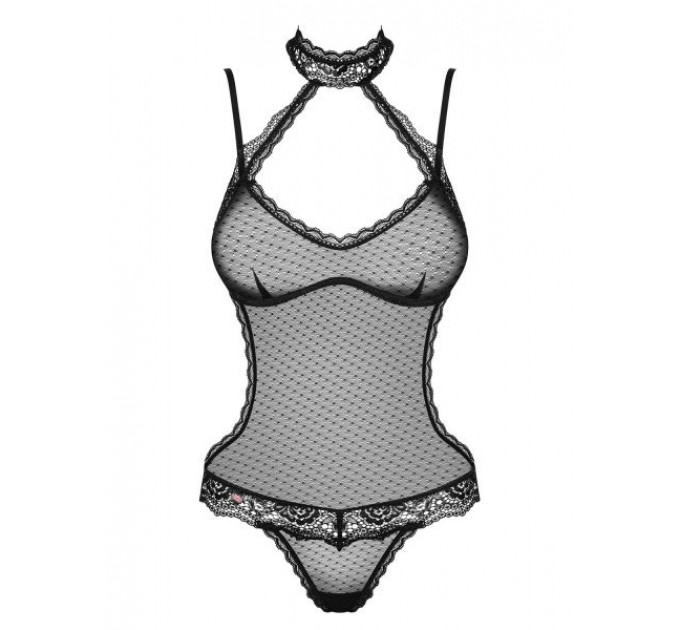 Боди с кружевным декором Claudusia, черное - S/M