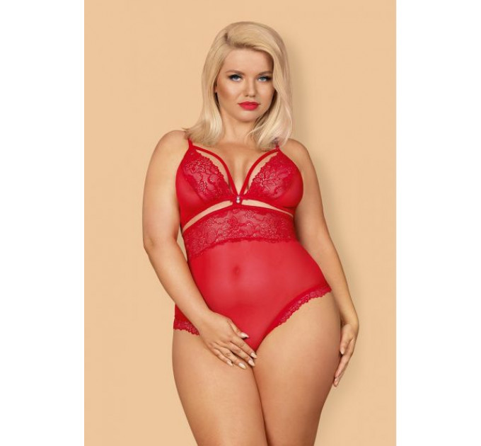 Боди Obsessive 838-TED-3 teddy opencrotch red XXL
