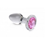 Анальна пробка зі стразом Pink Gem Glass Anal Plug With Gem скляна, Medium