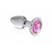 Анальна пробка зі стразом Pink Gem Glass Anal Plug With Gem скляна, Medium