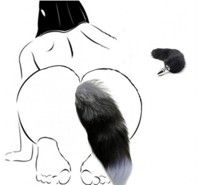 F61280 анальна пробка з хвостом Єнот, Raccoon Tail M