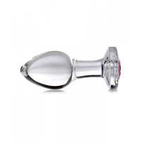 Анальная пробка со стразом Pink Gem Glass Anal Plug With Gem стеклянная, Medium
