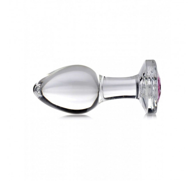 Анальна пробка зі стразом Pink Gem Glass Anal Plug With Gem скляна, Medium