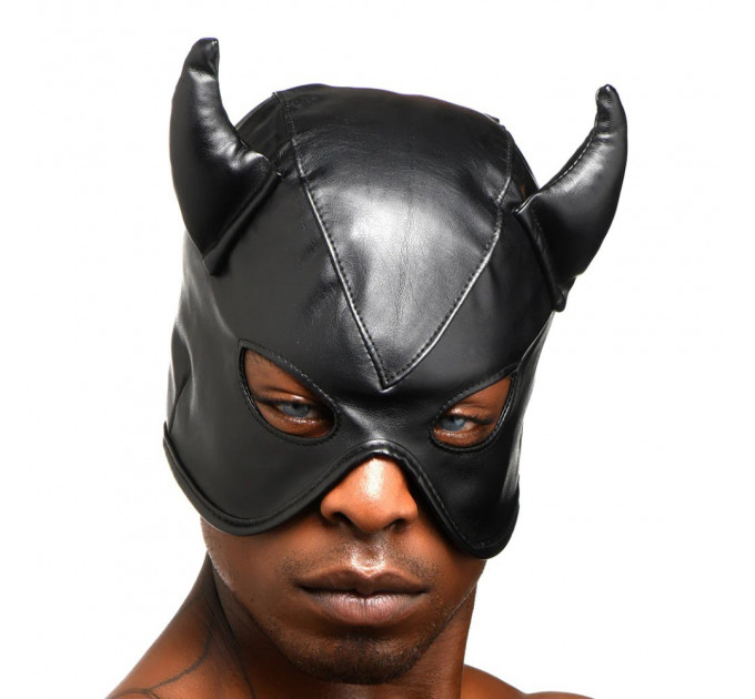 Маска з ріжками Dungeon Demon Bondage Mask, чорна