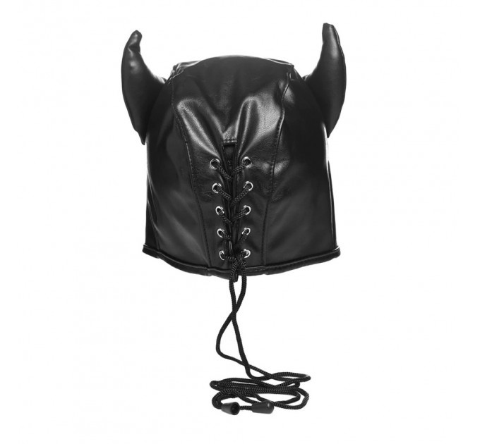 Маска з ріжками Dungeon Demon Bondage Mask, чорна