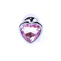 Анальний корок з каменем Plug-Jewellery Silver Heart PLUG- Rose