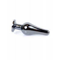Анальна пробка з полірованого алюмінію з каменем Plug-Jewellery Dark Silver BUTT PLUG-Dark Blue