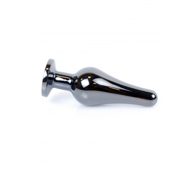 Анальна пробка з полірованого алюмінію з каменем Plug-Jewellery Dark Silver BUTT PLUG-Dark Blue