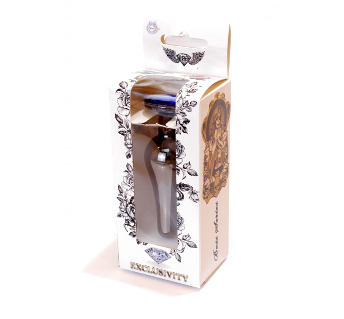 Анальна пробка з полірованого алюмінію з каменем Plug-Jewellery Dark Silver BUTT PLUG-Dark Blue