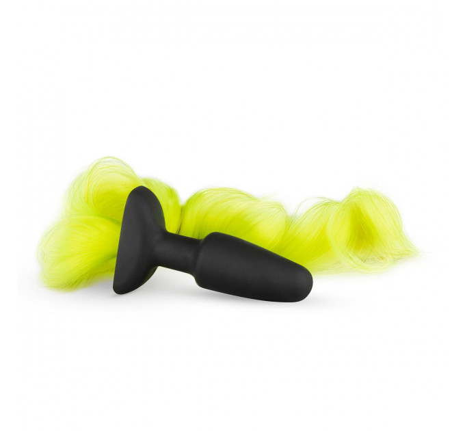 Анальна пробка з хвостом Silicone Butt Plug With Tail - Yellow