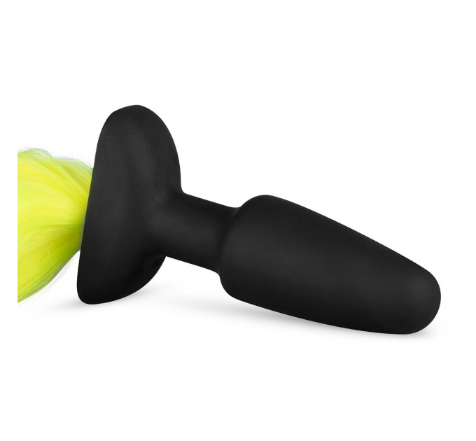 Анальна пробка з хвостом Silicone Butt Plug With Tail - Yellow