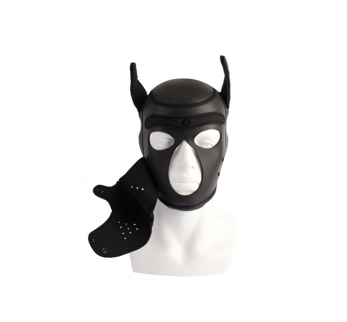 БДСМ маска собаки Chisa Sins Be My Master Bondage Puppy Hood, передняя часть отстегивается, черная