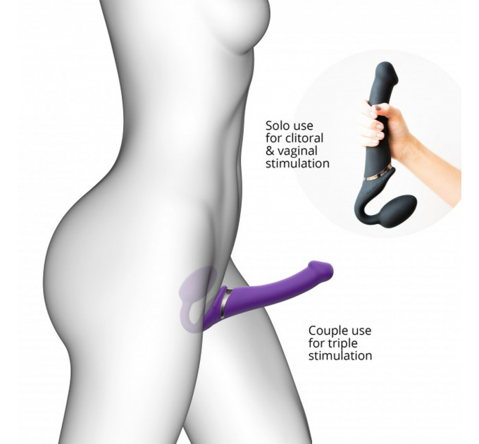 Безремневий страпон з вібрацією, Strap On Me-Strapless Vibrating, фіолетовий, 19 х 3.7 см