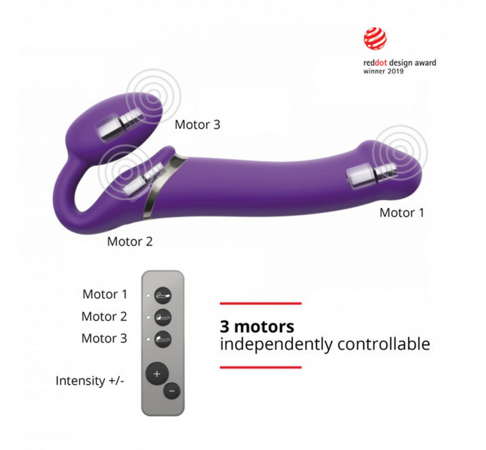 Безремневий страпон з вібрацією, Strap On Me-Strapless Vibrating, фіолетовий, 19 х 3.7 см