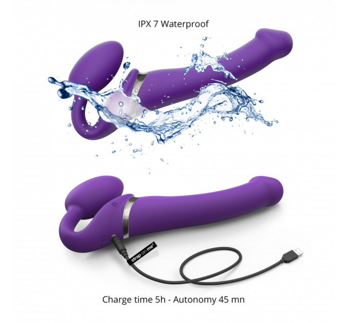 Безремневий страпон з вібрацією, Strap On Me-Strapless Vibrating, фіолетовий, 19 х 3.7 см