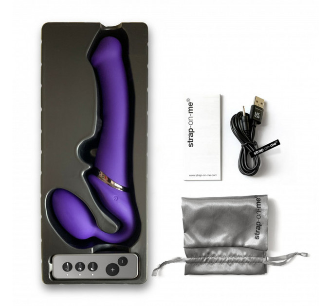 Безремневий страпон з вібрацією, Strap On Me-Strapless Vibrating, фіолетовий, 19 х 3.7 см