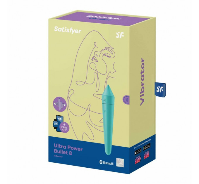 Мощная вибропуля с функцией управления с смартфона Satisfyer Ultra Power Bullet 8, бирюзовый