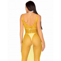 Длинное платье Leg Avenue в крупную сетку, желтое, One size