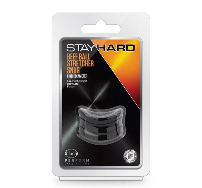 Ерекційна насадка Stay Hard Beef Ball Stretcher Snug чорна, 3.8 см