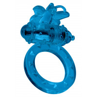 Ерекційне кільце з метеликом Toy Joy, з віброкулею, синє, 4.5 см