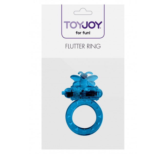 Ерекційне кільце з метеликом Toy Joy, з віброкулею, синє, 4.5 см