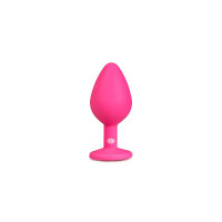 Анальна пробка із кристалом Easytoys, силіконова, рожева, 8.5х3.3 см