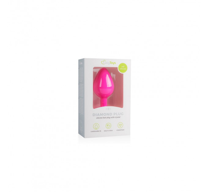 Анальна пробка із кристалом Easytoys, силіконова, рожева, 8.5х3.3 см