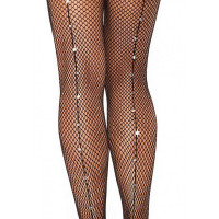 Колготки в сеточку с задним швом стразы Leg Avenue Backseam Fishnet Pantyhose O/S