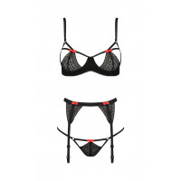Комплект білизни з поясом для панчіх PERDITA SET black S/M - Passion