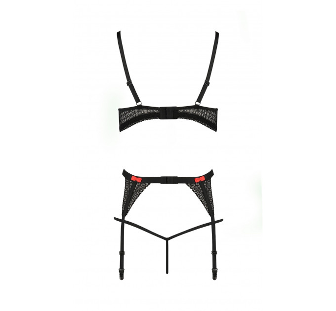 Комплект белья с поясом для чулок PERDITA SET black S/M - Passion