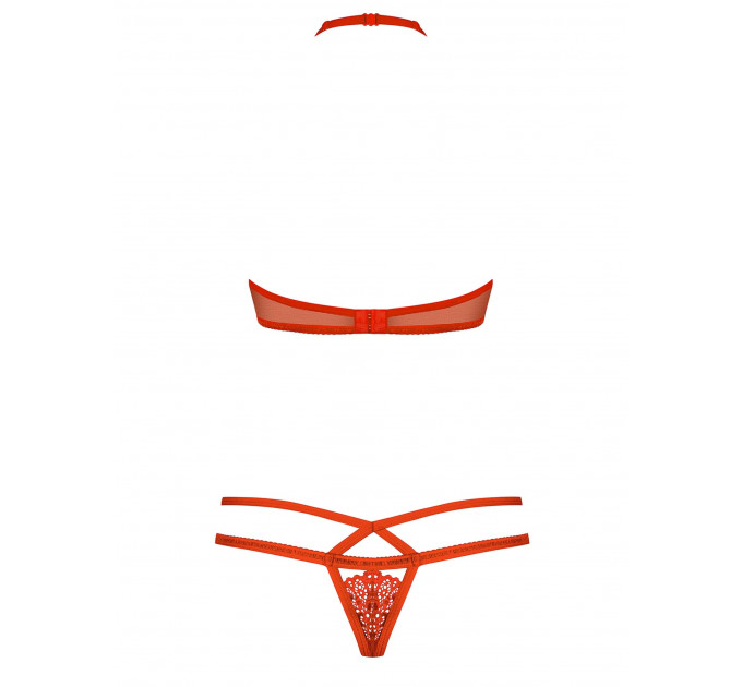 Комплект белья с декоративными бретелями Obsessive 838, красный, L/XL