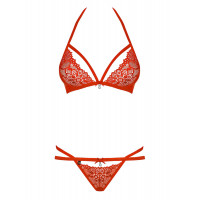 Комплект білизни з декоративними бретелями Obsessive 838, червоний, L/XL