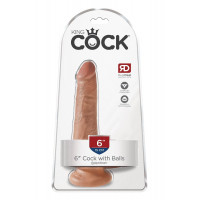 Королівський фалоімітатор з мошонкою Pipedream King Cock на присосці, бежевий
